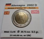 ALLEMAGNE 2 euro année 2002 D. Neuve UNC, Verzenden, Duitsland, 2 euro, Losse munt
