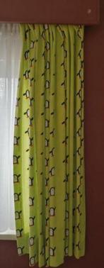 Stof gordijnen: groen met pinguïns, 2 panden, Ophalen, 100 tot 150 cm, 100 tot 150 cm, Zo goed als nieuw
