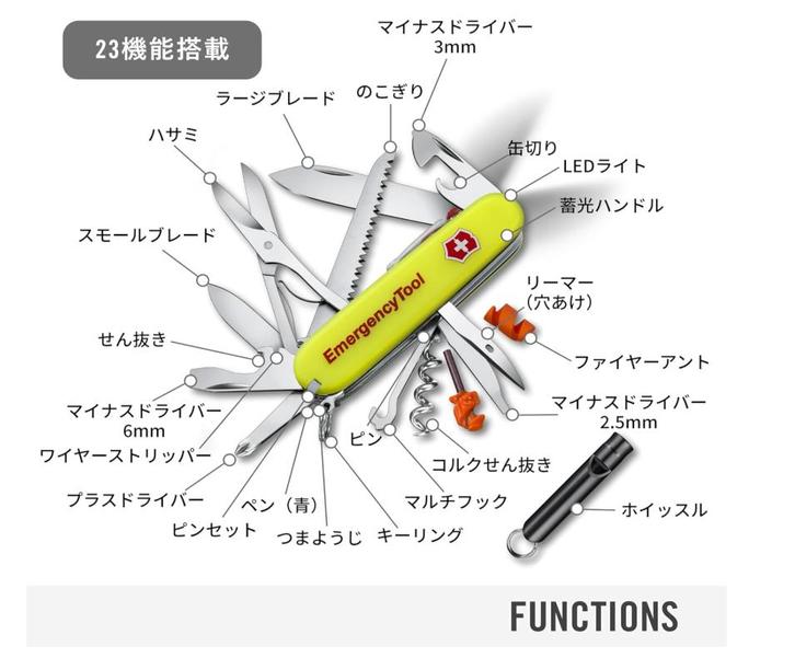Emergency  91 Huntsman Lite VICTORINOX, exclusivité japonais, Caravanes & Camping, Outils de camping, Neuf, Envoi