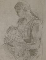 Lithografie gesigneerd Louis van Gorp (1932-2008) - "Moeder, Antiek en Kunst, Ophalen of Verzenden