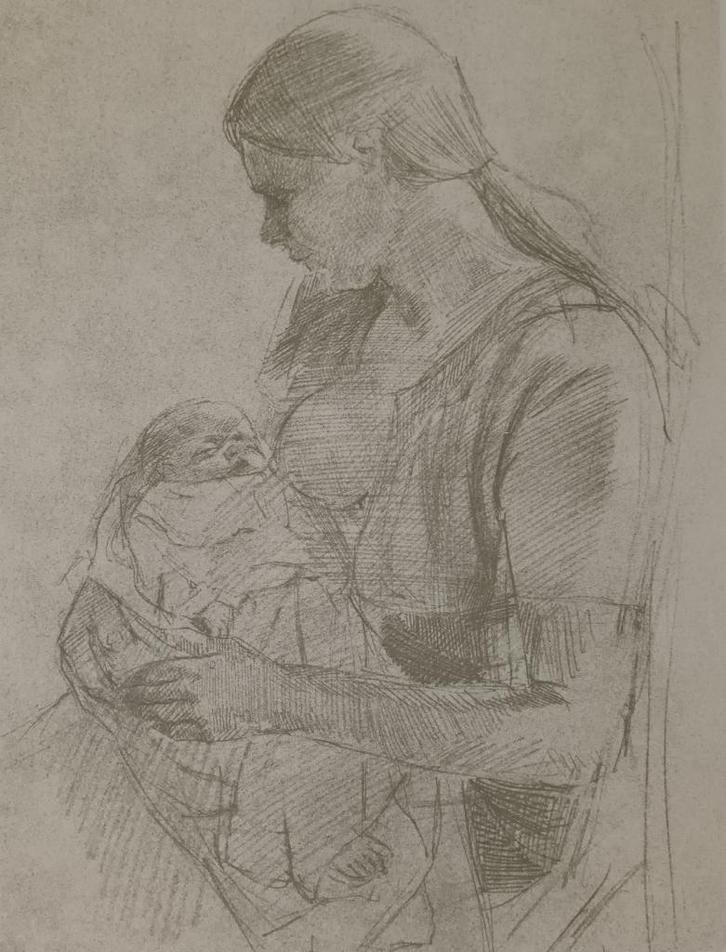 Lithografie gesigneerd Louis van Gorp (1932-2008) - "Moeder, Antiek en Kunst, Kunst | Litho's en Zeefdrukken, Ophalen of Verzenden