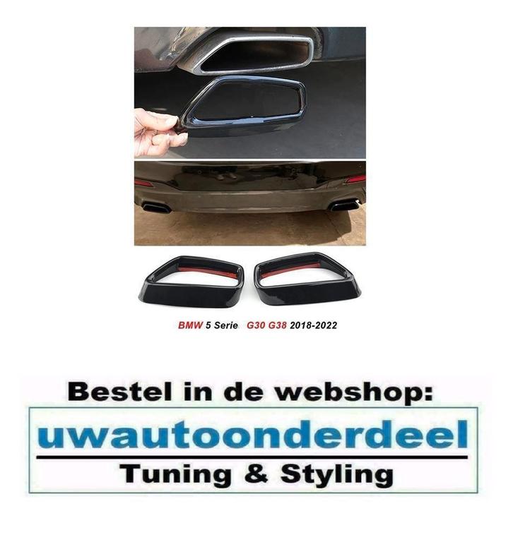 Black Zwart Enkele Uitlaat Trim tip Voor Bmw G30 G31, Auto diversen, Tuning en Styling, Verzenden