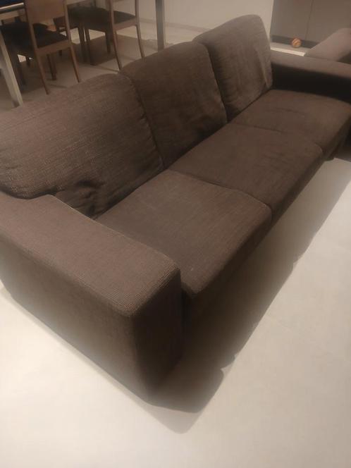 3 en 2 zit in stof bruine kleur gratis, Huis en Inrichting, Zetels | Zetels en Chaises Longues, Gebruikt, Stof, Ophalen