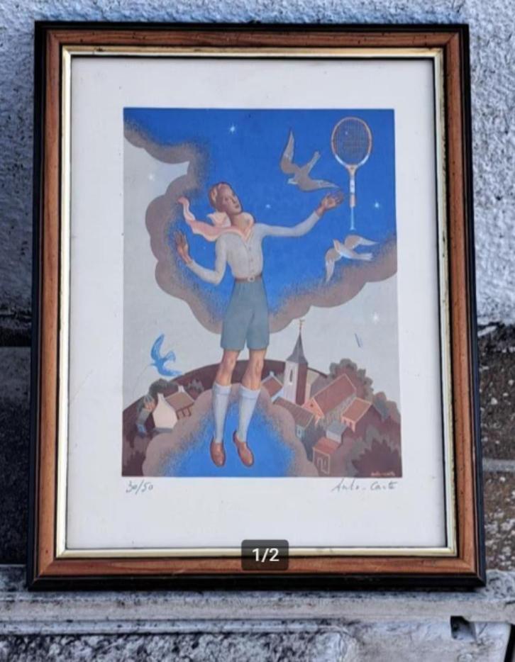 Lithographie signe Anto carte, Antiek en Kunst, Kunst | Litho's en Zeefdrukken, Ophalen of Verzenden