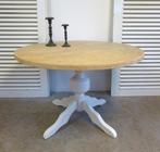 Belle table de salle à manger ronde blanche en chêne de camp, Maison & Meubles, Comme neuf, Autres essences de bois, 100 à 150 cm