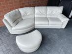 Leder hoeksalon met pouf / goede staat, Huis en Inrichting, Ophalen, Gebruikt, Leer