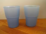 2 blauw bekers - drinkbekers stapelbaar 10 cm, Blauw, Beker of Kan, Gebruikt, Ophalen of Verzenden