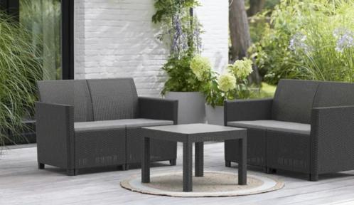 Loungeset Keter/Allibert, Tuin en Terras, Tuinsets en Loungesets, Nieuw, Loungeset, Kunststof, 4 zitplaatsen, Bank, Bijzettafel