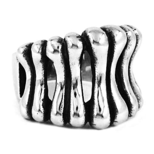 Bone bikerring in RVS chirurgisch staal, Handtassen en Accessoires, Ringen, Nieuw, Dame of Heer, Zilver, IJzer of Staal, Ophalen of Verzenden