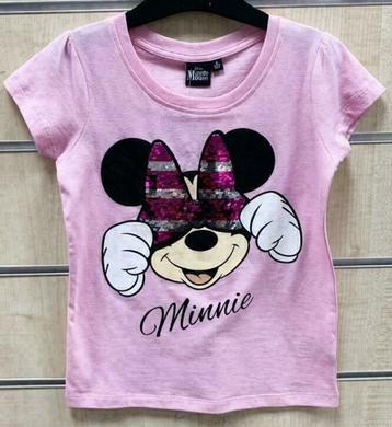 Minnie Mouse Paillettten Shirt Roze -Maat 98-104-116-122 beschikbaar voor biedingen