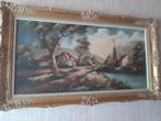 Vintage landschapsschilderij met vergulde houten lijst, Antiek en Kunst, Kunst | Schilderijen | Klassiek, Ophalen