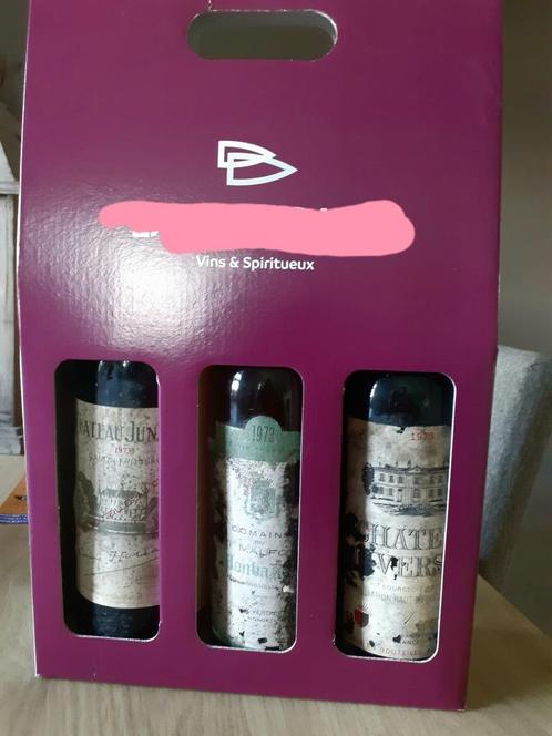 Idée cadeau : coffret de 3 bouteilles vin de collection 1973, Verzamelen, Wijnen, Nieuw, Overige typen, Frankrijk, Vol, Ophalen