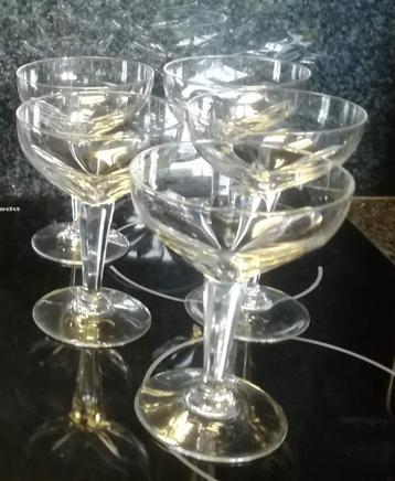 5 kristallen champagne glazen Nestor Val St Lambert