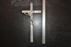 Crucifix en étain Christ en croix 92% 19,5 cm 105 gr, Antiek en Kunst, Antiek | Religieuze voorwerpen, Ophalen of Verzenden