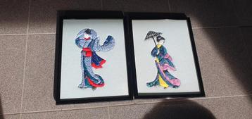 2x Chinees schilderijen, Ophalen, Gebruikt