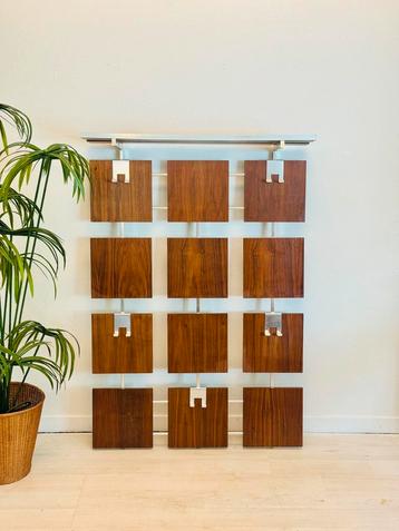 Vintage wandkapstok teak chroom jaren 60 beschikbaar voor biedingen
