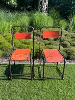 Retro set van 2 stoelen, Comme neuf, Brun, Enlèvement, Vintage/retro