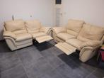 Salon en cuir beige – 2 canapés 2 places avec relax, Cuir
