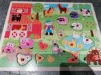 Houten inlegpuzzel boerderij, 10 tot 50 stukjes, Ophalen of Verzenden, Zo goed als nieuw, Van hout