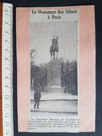 Knipsel op stevig papier Oorlogsmonument Koning Albert Paris, Verzamelen, Ophalen of Verzenden, Landmacht, Foto of Poster