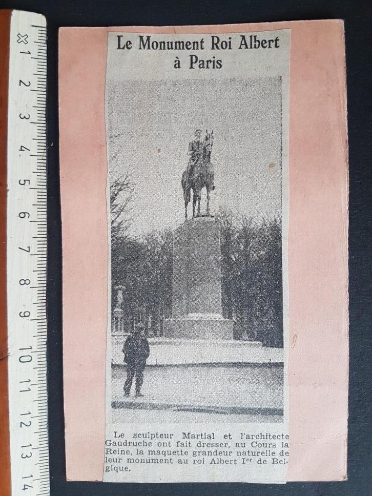 Découpe sur papier robuste Monument guerre Roi Albert Paris, Collections, Objets militaires | Général, Armée de terre, Enlèvement ou Envoi