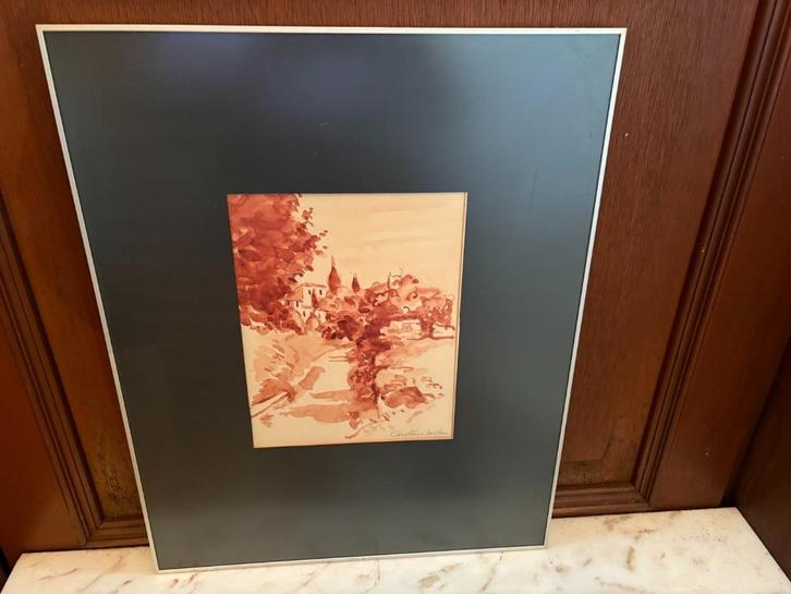 Schilderij op papier Caroline Weber, Antiek en Kunst, Kunst | Schilderijen | Modern, Ophalen