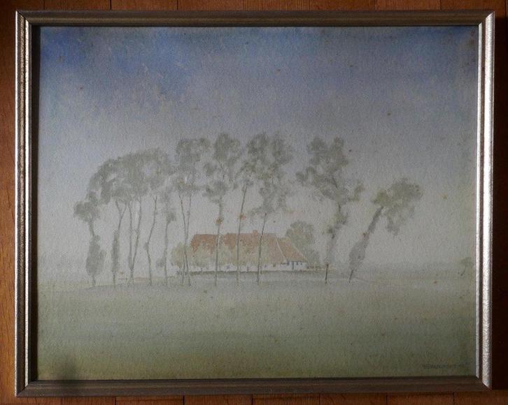 Maurice Pauwaert - peintre - Aquarelle Polderzicht, Antiquités & Art, Art | Peinture | Classique, Enlèvement