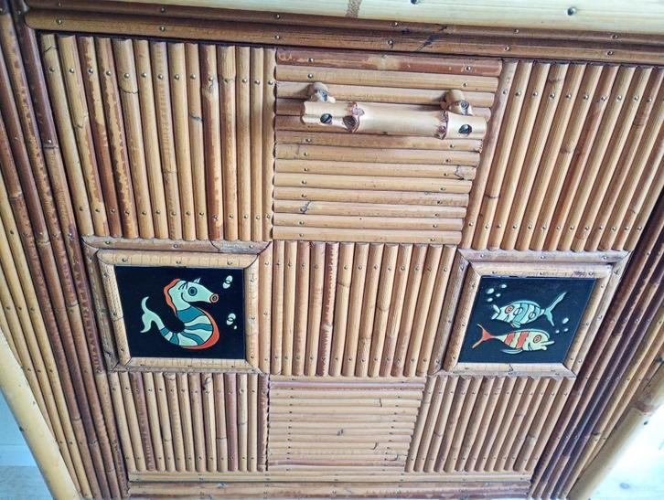 Vintage rotankast/bar 1960, Antiek en Kunst, Antiek | Meubels | Kasten, Ophalen