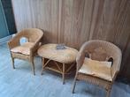 Rieten stoeltjes plus tafeltje, Tuin en Terras, Ophalen, Gebruikt