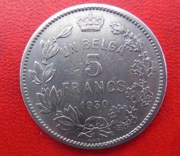 1930 1 Belga 5 Francs en FR - Pos B