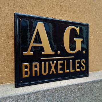 AG Bruxelles Brandverzekeringsplaatje Reclamebord Plaquette  beschikbaar voor biedingen