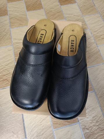herenpantoffels - zwart leder - maat 45 NIEUW! beschikbaar voor biedingen