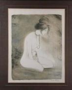Magnifique lithographie d’une jeune femme nue, Antiek en Kunst