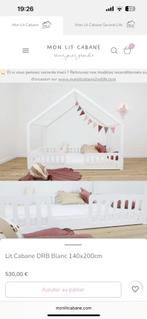 Lit Cabane 140x200 avec matelas, Huis en Inrichting, Slaapkamer | Bedden, Ophalen, Wit, Tweepersoons, 140 cm