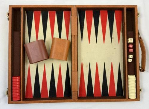 Backgammon in Kunstleren koffer Bordspel spel 49 x 37 cm, Hobby en Vrije tijd, Gezelschapsspellen | Bordspellen, Zo goed als nieuw