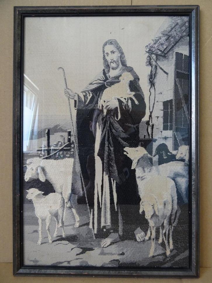 Jezus de Goede Herder Chin Sheng silk weaving factory China, Verzamelen, Religie, Gebruikt, Christendom | Katholiek, Overige typen
