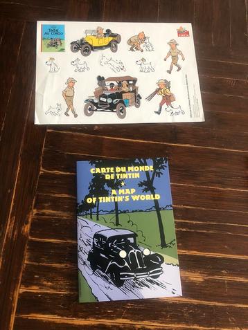 carte du monde Tintin + autocollants  beschikbaar voor biedingen