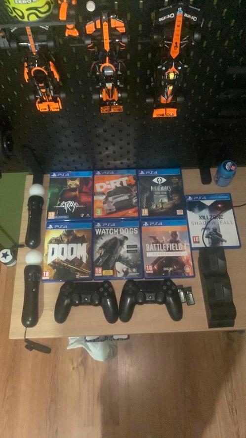 Ps4 pro met psvr met 7 games, Games en Spelcomputers, Spelcomputers | Sony PlayStation 4, Zo goed als nieuw, Pro, 1 TB, Met 2 controllers