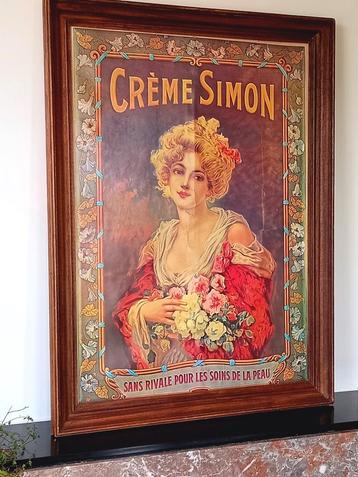 très grande affiche publicitaire ancienne encadrée en crème, Collections, Enlèvement, Comme neuf, Panneau publicitaire