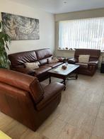 Salon in leder - zitbank, Huis en Inrichting, Ophalen, Gebruikt, Leer
