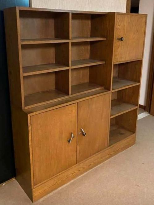Art deco boekenkast wandmeubel massief hout met fineer, Huis en Inrichting, Kasten | Wandmeubels, Zo goed als nieuw, Ophalen