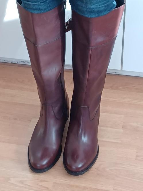 Lederen laarzen met brede schacht-maat 43- NIEUW, Kleding | Dames, Schoenen, Nieuw, Hoge laarzen, Bruin, Ophalen of Verzenden