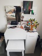 FURNIBELLA - witte kaptafel/make-up tafel met spiegel, Huis en Inrichting, Ophalen, Minder dan 50 cm, 100 tot 150 cm, Zo goed als nieuw