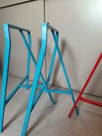 2 blauwe schragen IKEA, Huis en Inrichting, Ophalen, Tafelpoot, Zo goed als nieuw, Metaal