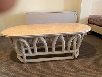 salontafel in rotan, Huis en Inrichting, Tafels | Salontafels, Ophalen, Gebruikt, 100 tot 150 cm, 50 tot 75 cm