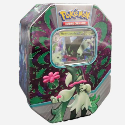 Pokémon Paldea Partners: Tin – Meowscarada ex–Slechts €22,50, Hobby en Vrije tijd, Verzamelkaartspellen | Pokémon, Nieuw, Booster