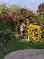 Groot tuinbeeld, gepatineerd door ouderdom, Ophalen