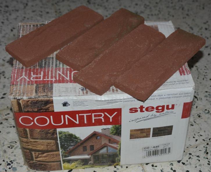 Steenstrips Stegu Country met natuurlijk baksteenmotief 6 m², Doe-het-zelf en Bouw, Metselstenen, Nieuw, Beton, Ophalen