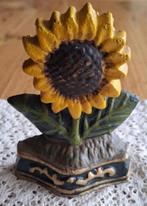 Kleine vintage gietijzeren deurstopper zonnebloem, Antiek en Kunst, Ophalen of Verzenden