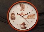 Klok met katten, Huis en Inrichting, Woonaccessoires | Klokken, Ophalen, Zo goed als nieuw, Analoog, Wandklok